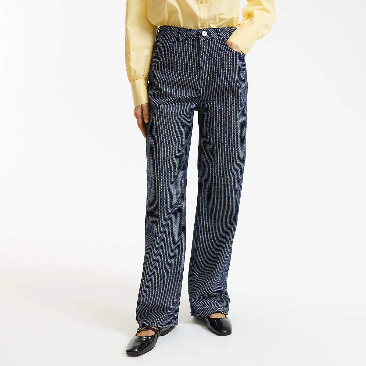 Jean large à rayures rayé bleu marine/blanc, LA REDOUTE COLLECTIONS