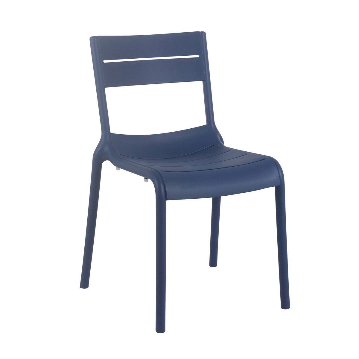 Lot de 4 chaises de terrasse en plastique, PANAME bleu canard, OVIALA