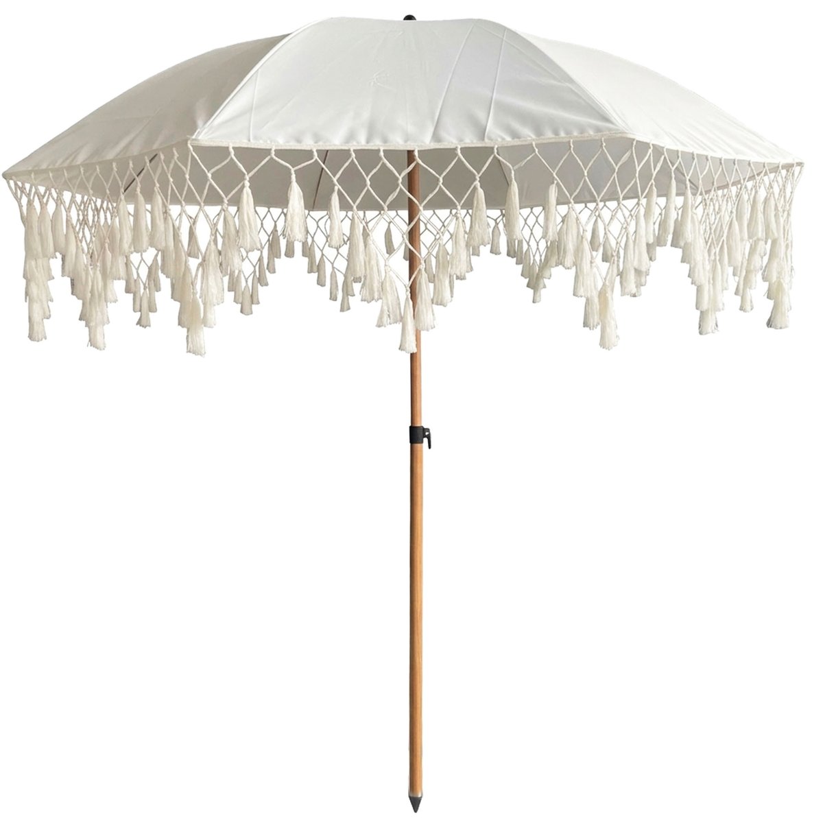 Parasol blanc avec frange 180x180x215cm blanc, WADIGA