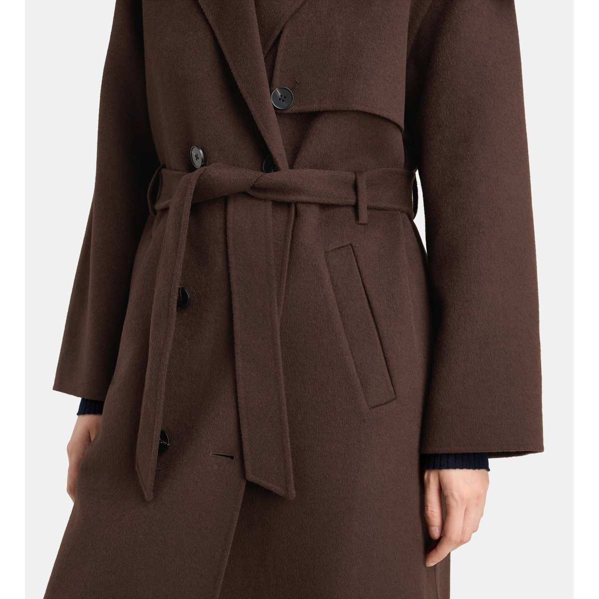 Manteau droit mi long levanio double face marron chocolat, JODHPUR