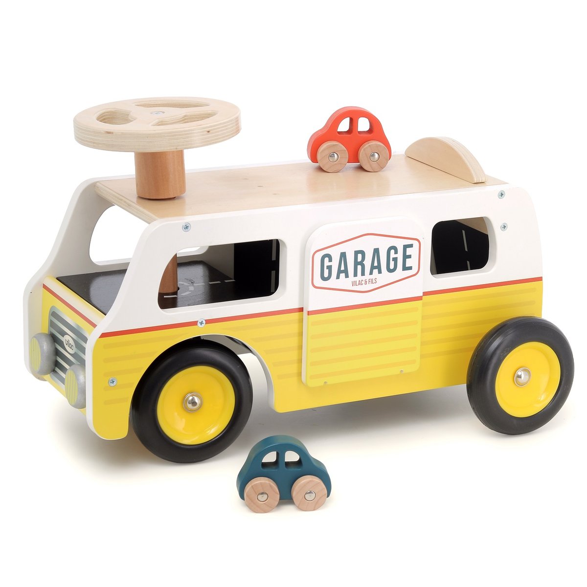 Porteur Van garage en bois jaune, VILAC