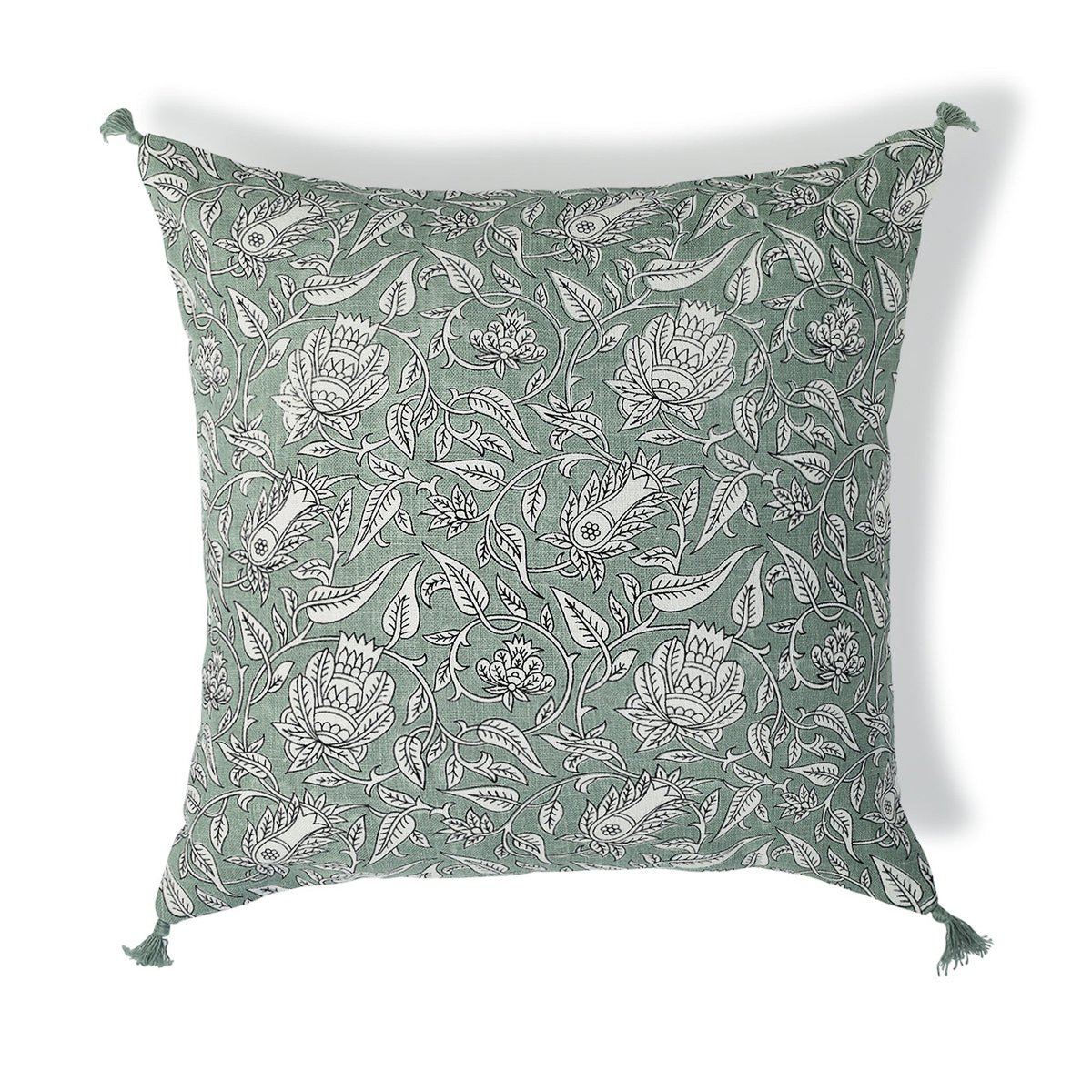 Coussin toile de coton NOIDA vert céladon, FEBRONIE