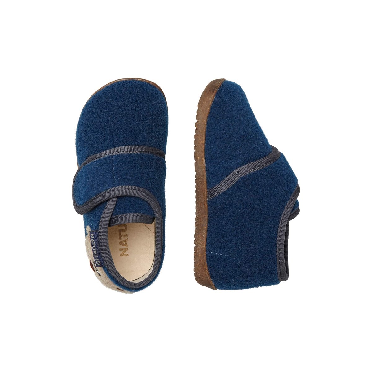 Chaussons Souples Avec Empiècement Étoile Carillon marine, NATURINO