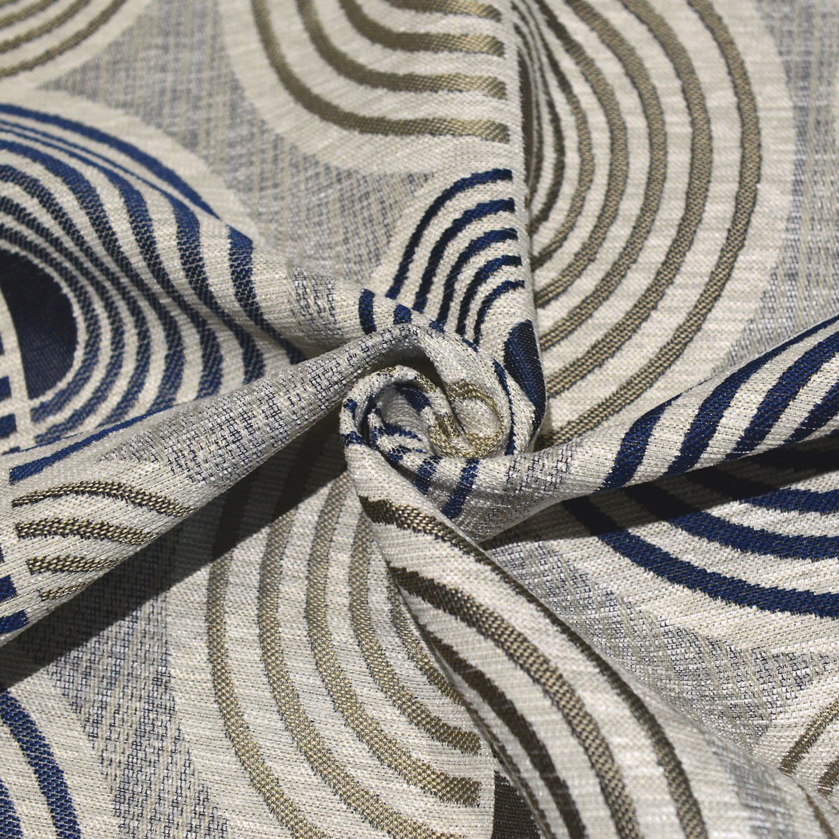 Rideau Jacquard Motif Demi-Cercles - QABANE bleu, HOME MAISON
