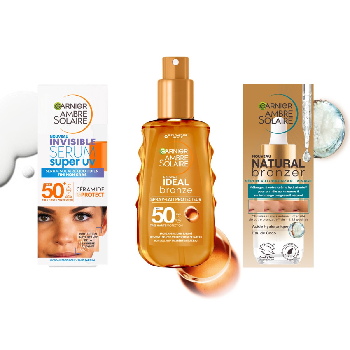 Ambre Solaire Ideal Bronze Lait Spray Protecteur SPF50+ 150mL couleur unique, GARNIER