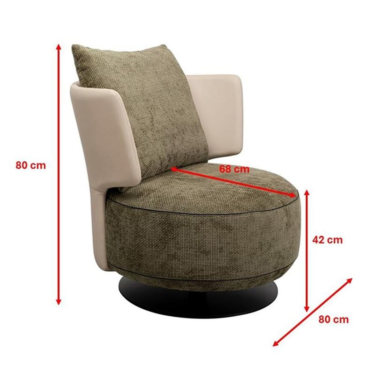 Fauteuil pivotant en velours et simili, JOSH multicolore, KARE DESIGN
