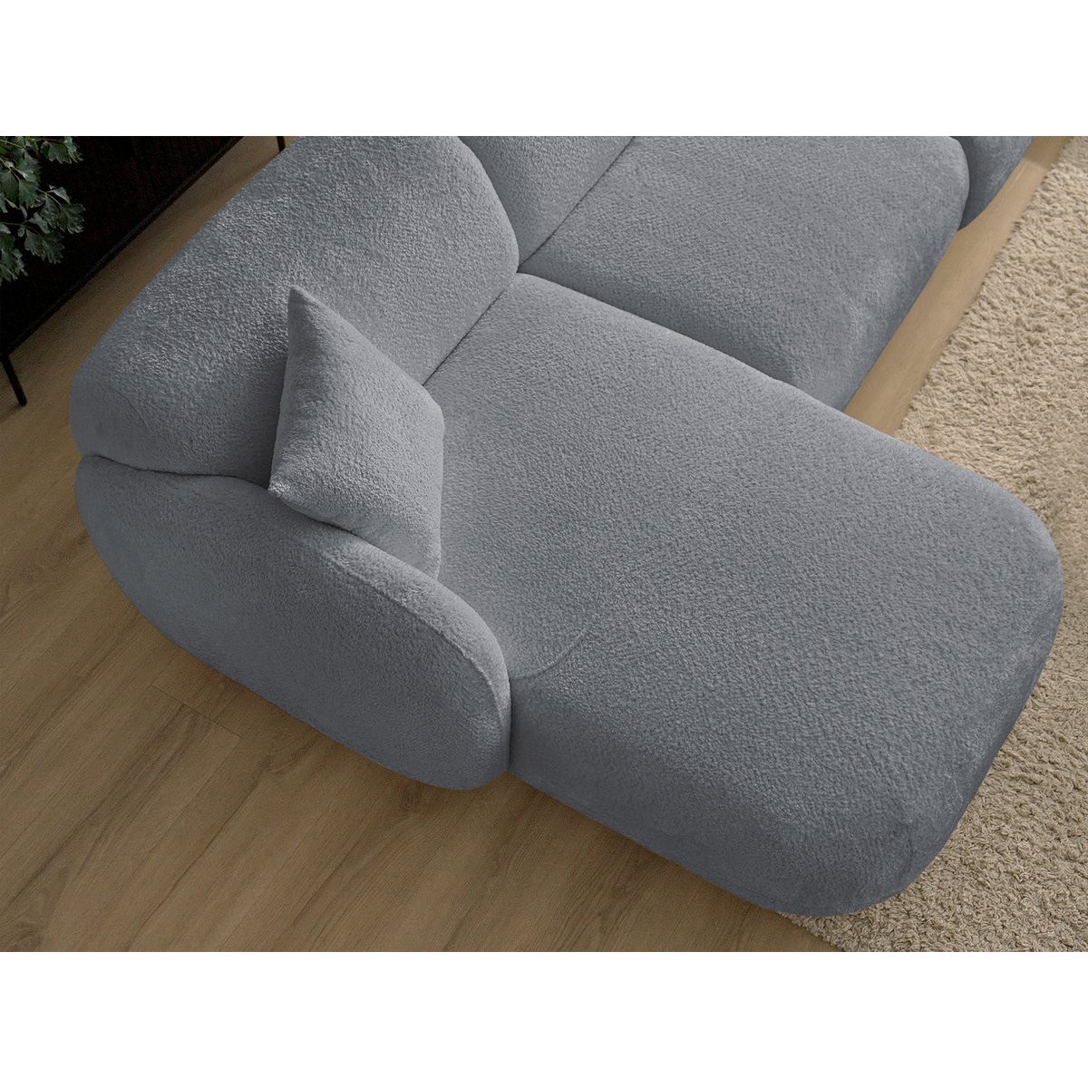Canapé modulable 6 places en tissu chenille, ANDA gris, BOBOCHIC