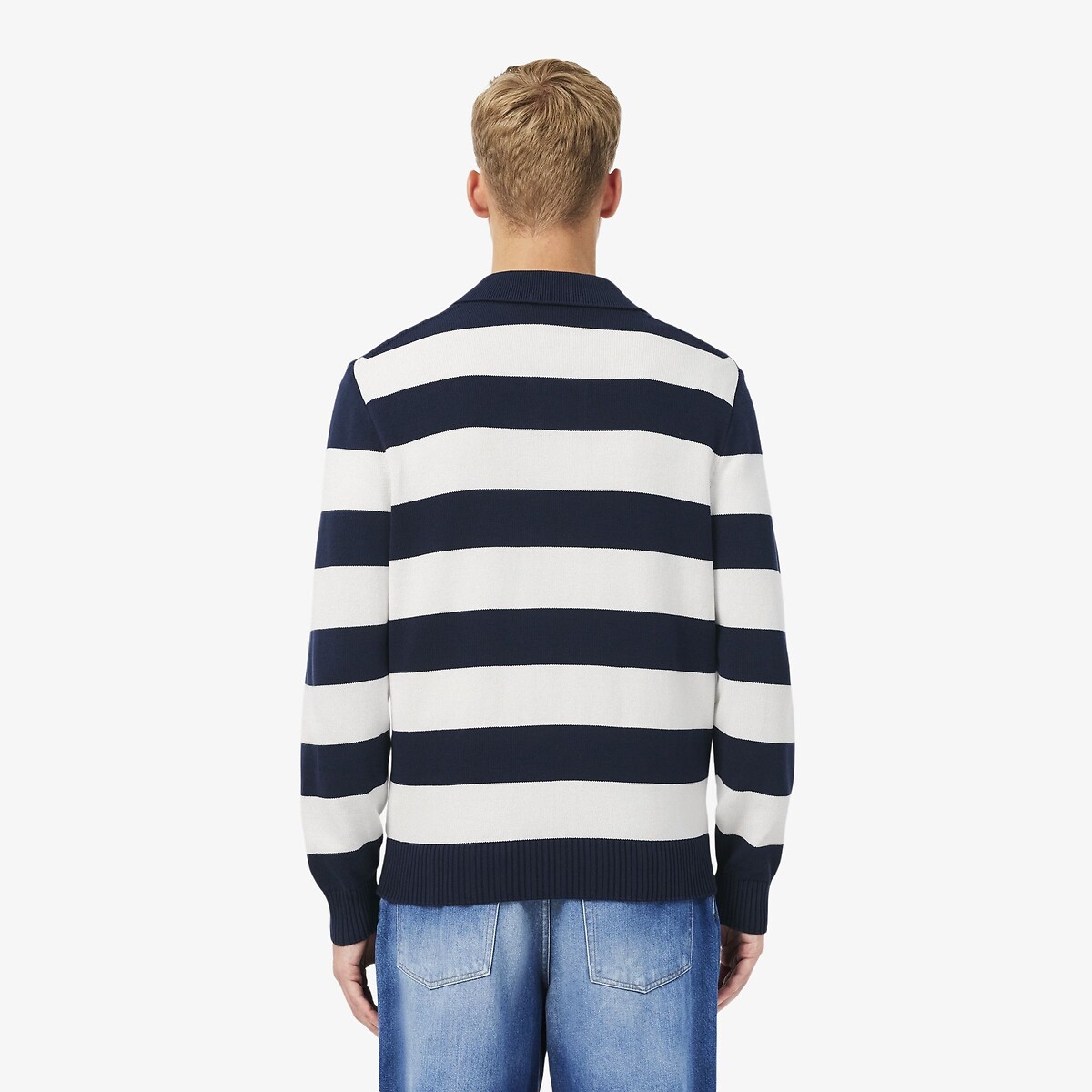 Cotton Jersey Polo Jumper navy blue/white, LACOSTE