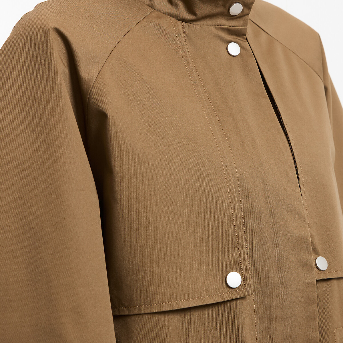 Trench court zippé à manches ballon vert kaki, LA REDOUTE COLLECTIONS