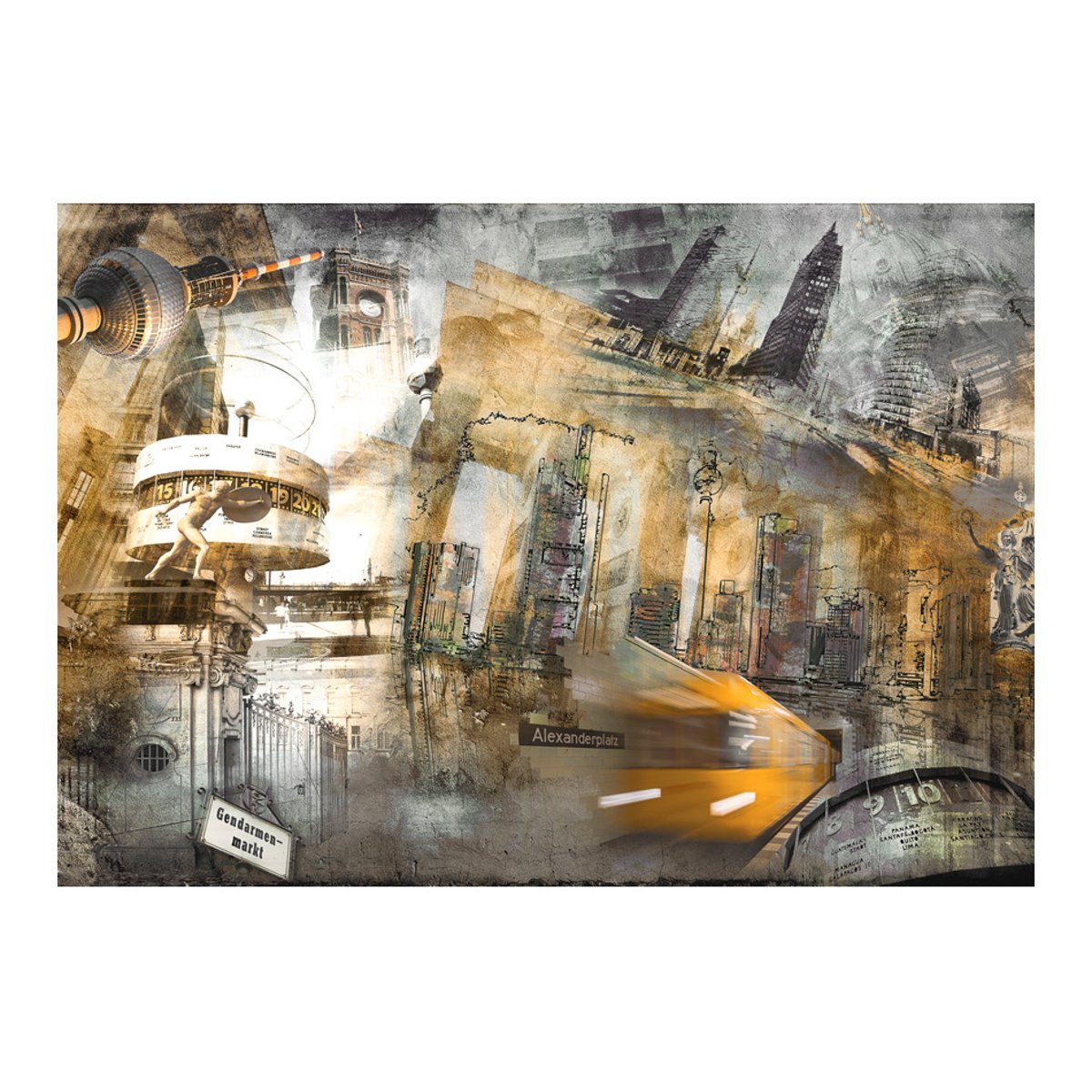 Papier peint intissé panoramique Ville et Architecture Berlin - collage (orange) orange / cuivré, EDEN