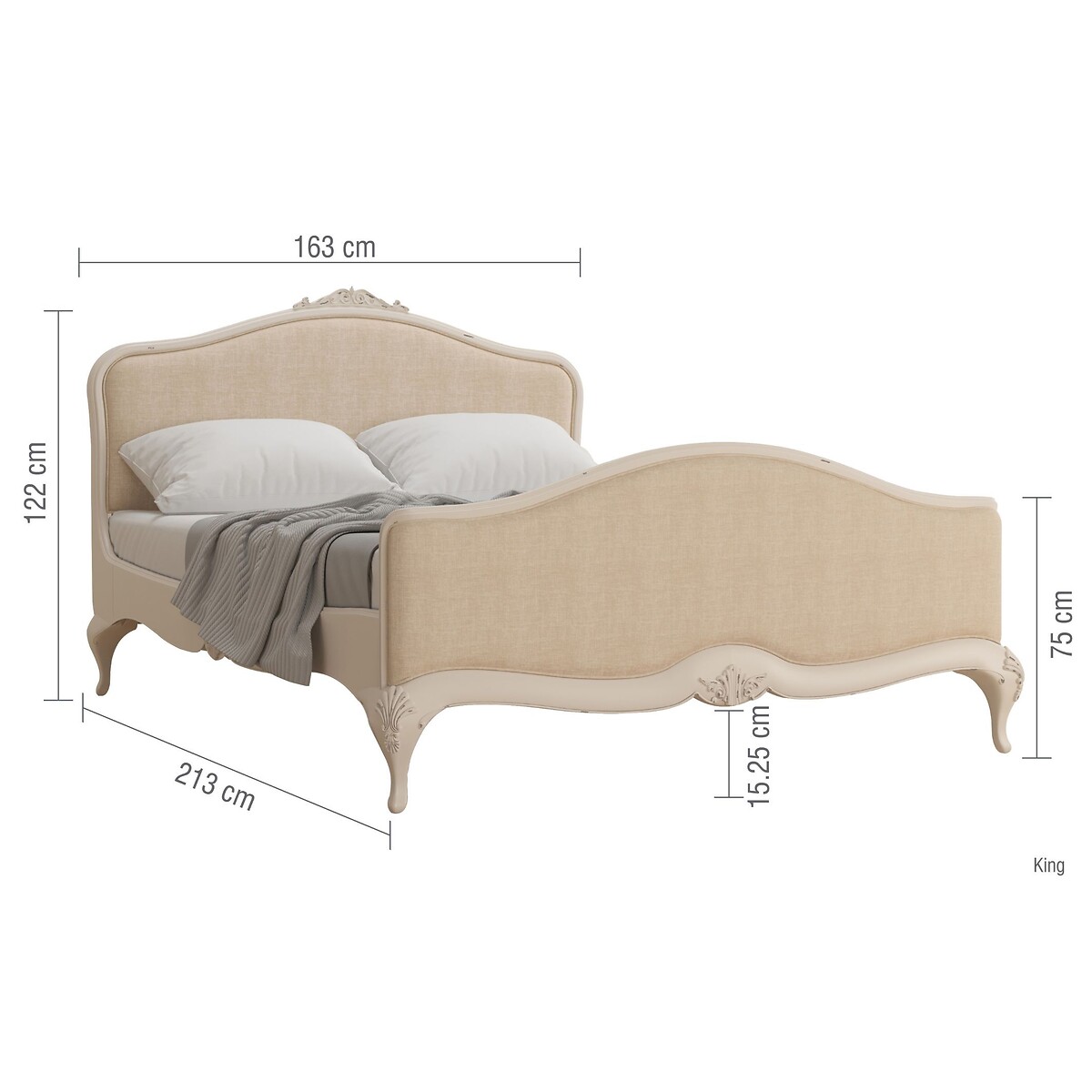 Ivory French-Vintage Upholstered Bed ivory, WILLIS & GAMBIER