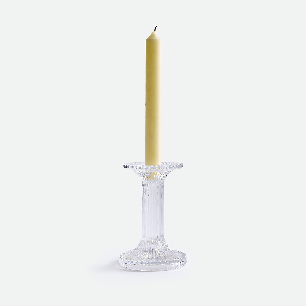 Bougeoir sur pied, verre transparent, hauteur 13,4 cm, STRIA transparent, LA REDOUTE INTERIEURS