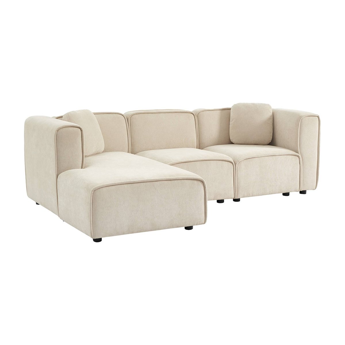 Canapé d'angle gauche 3 places tissu LESTER beige, SWEEEK