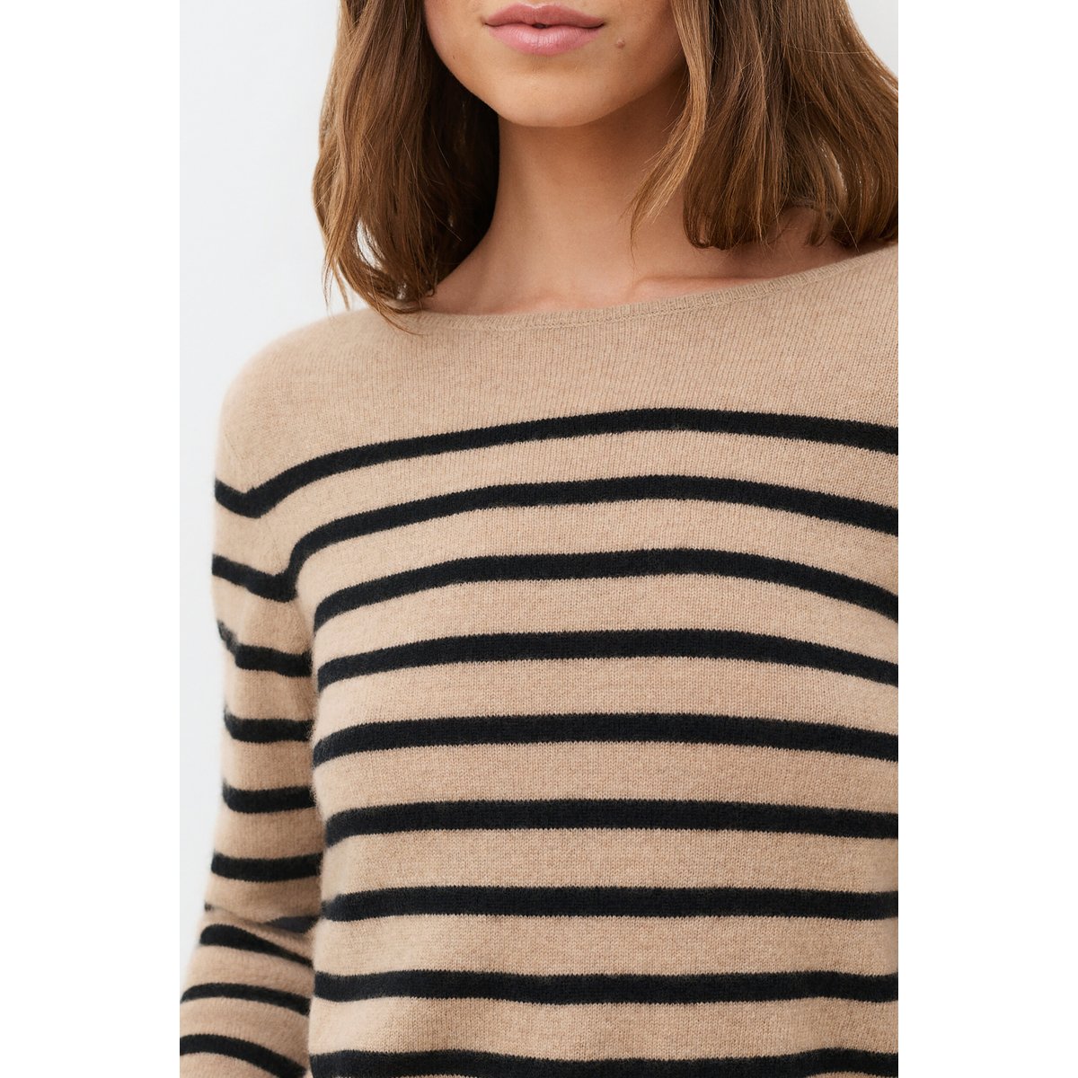 Pull droit col bateau cachemire MZOELY sable, CAROLL