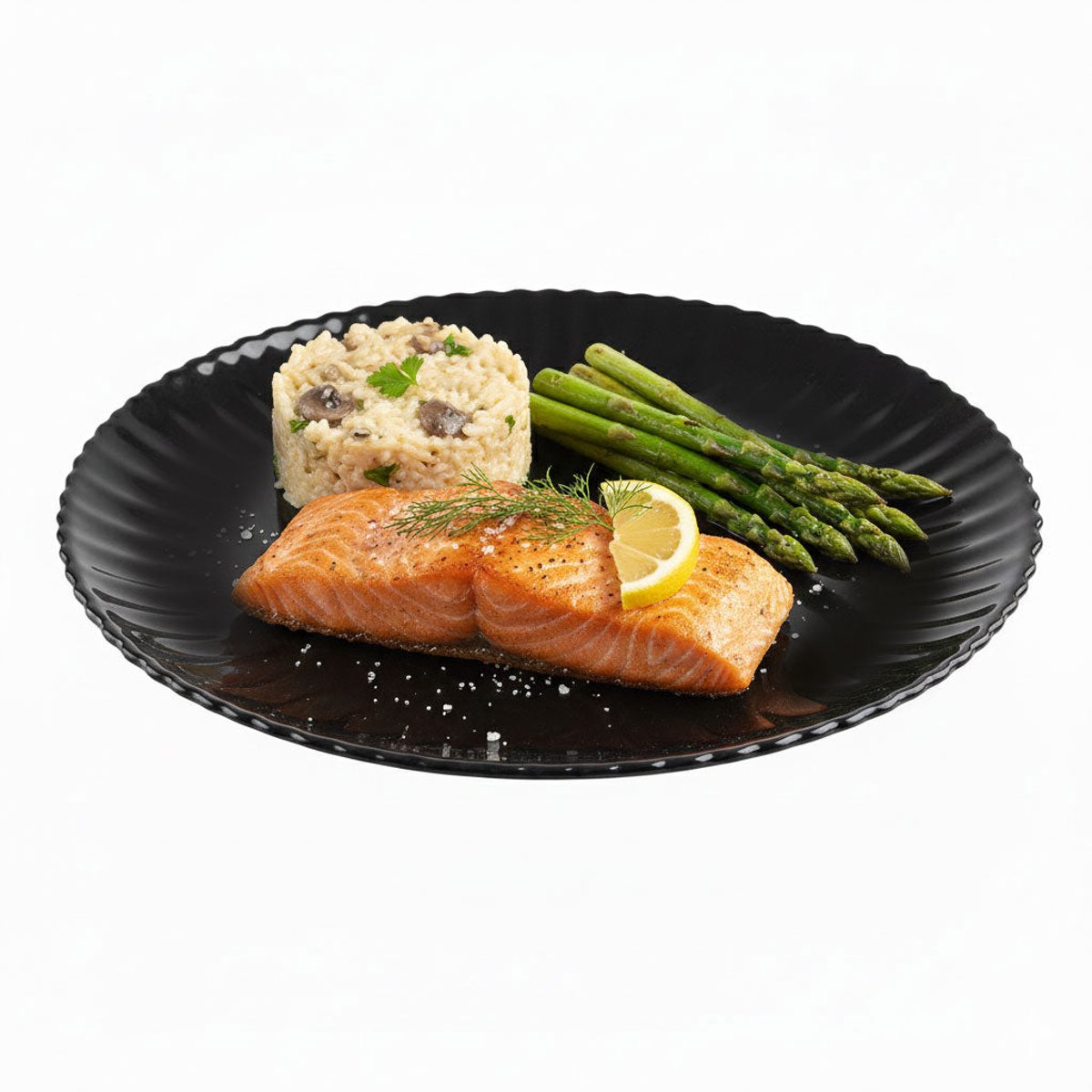 6 assiettes plates noires en verre 25 cm -BLOOM noir, LUMINARC