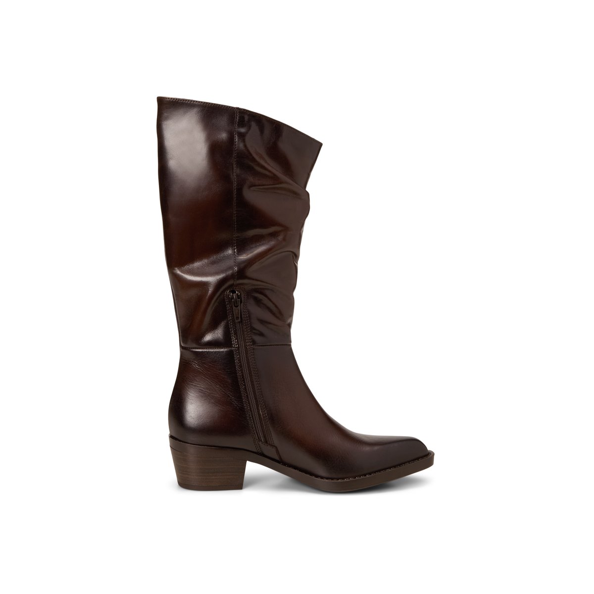 Bottes de style western, modèle Rodeo en cuir de veau de première qualité marron foncé, MARC O'POLO
