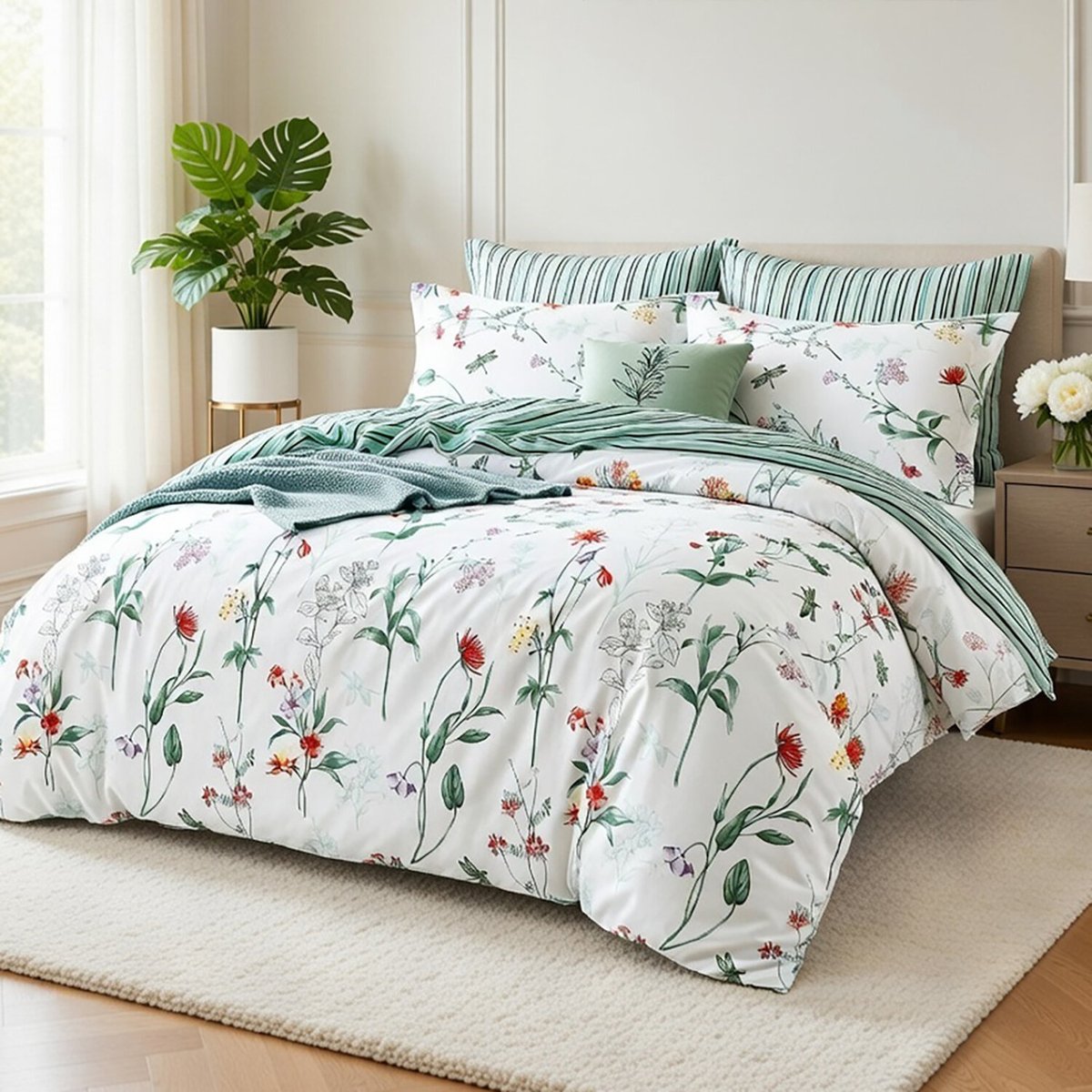 Parure de lit en percale de coton imprimé, Coss multicolore, C DESIGN HOME TEXTILE