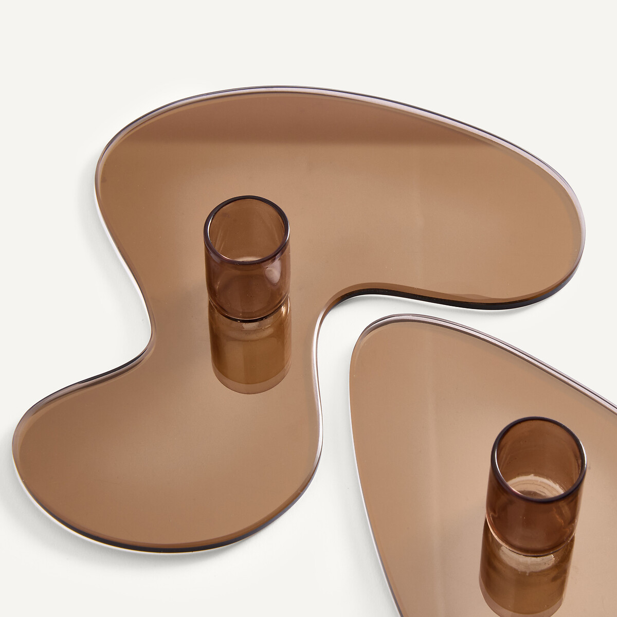 Lot de 2 bougeoirs en verre, ALESSIO ambre, AM.PM