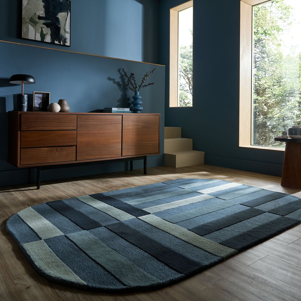 Tapis en laine ELDON bleu, FLAIR RUGS