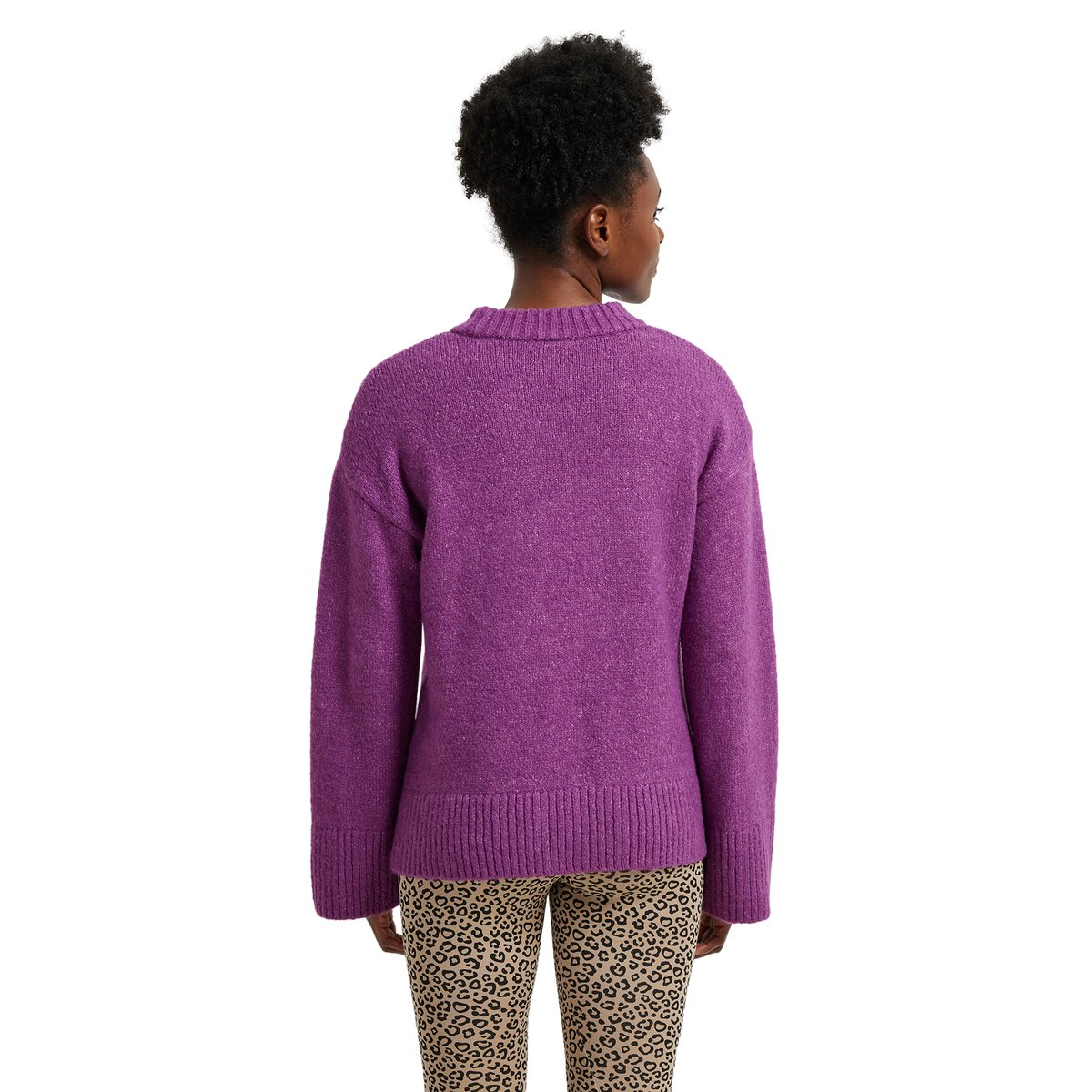 Pull col rond grossesse maille jersey avec laine fuchsia, VERTBAUDET