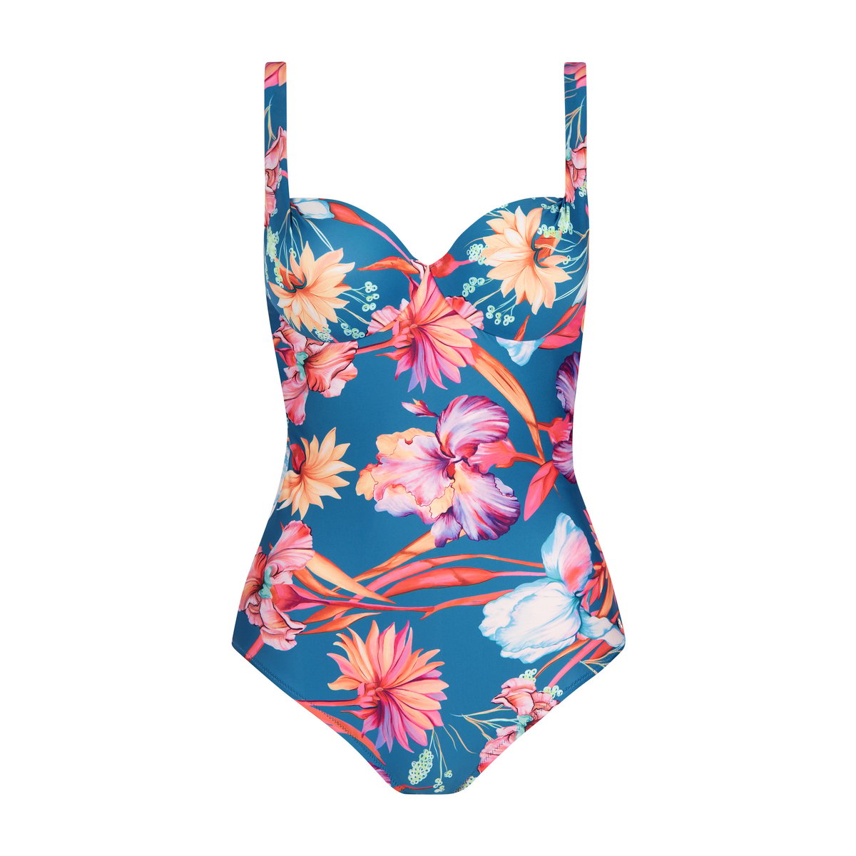Maillot de bain une pièce préformé multipositions Rimini bleu, LISCA