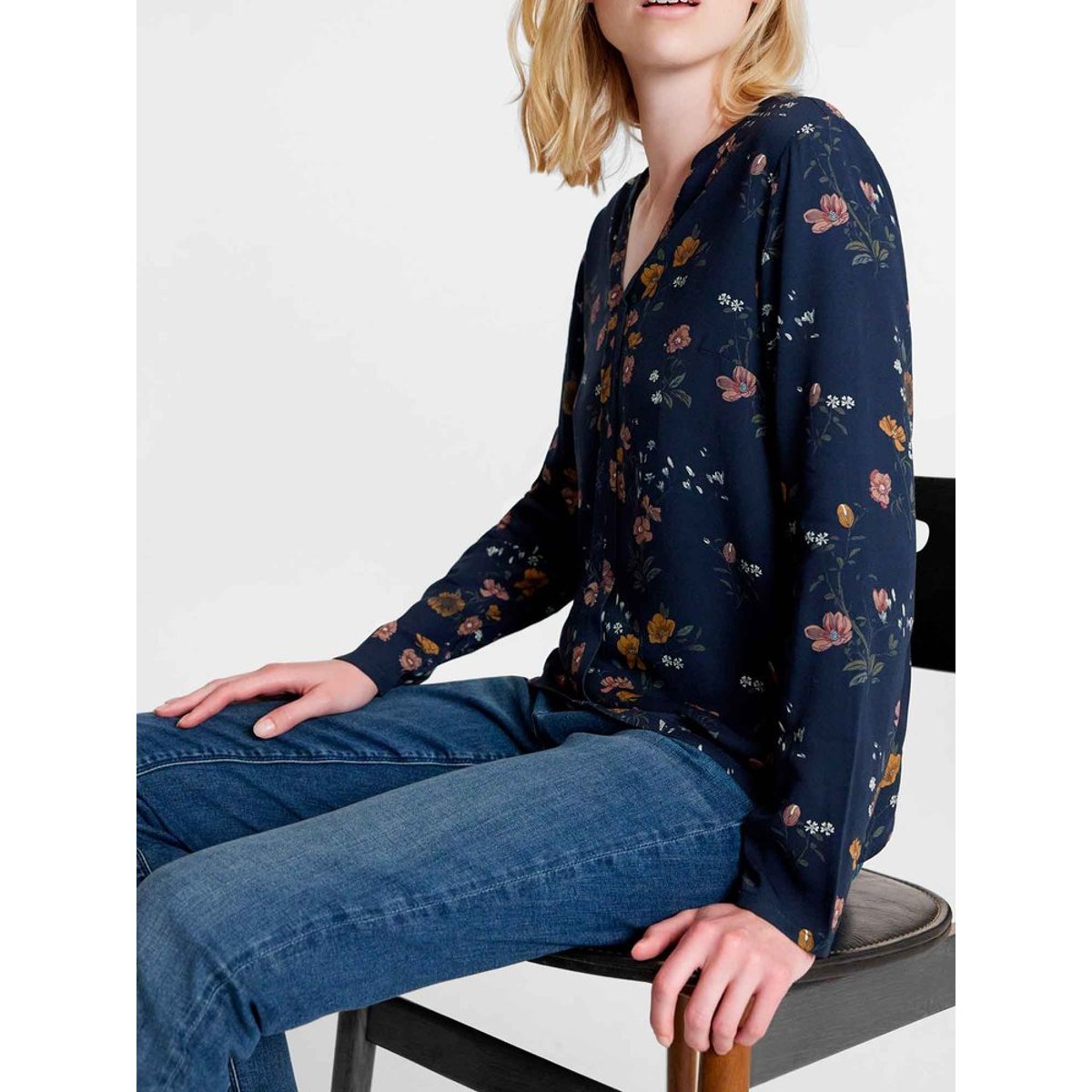 Blouse col v AGNESMIS19032 marine, TBS