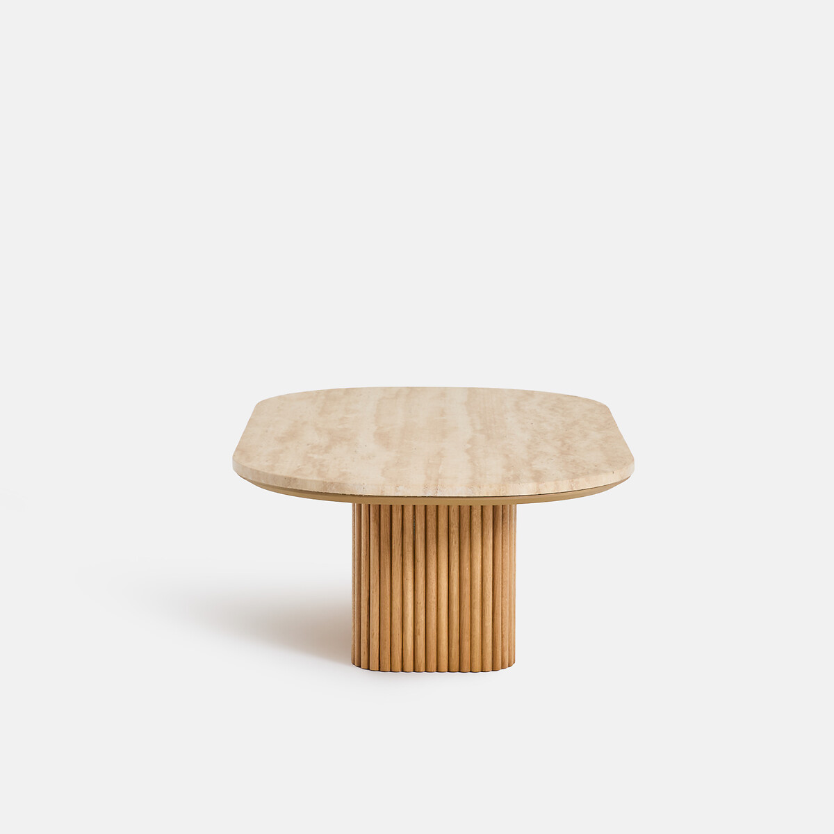 Table basse en plaqué chêne et travertin, TAMULA chêne/travertin, LA REDOUTE INTERIEURS