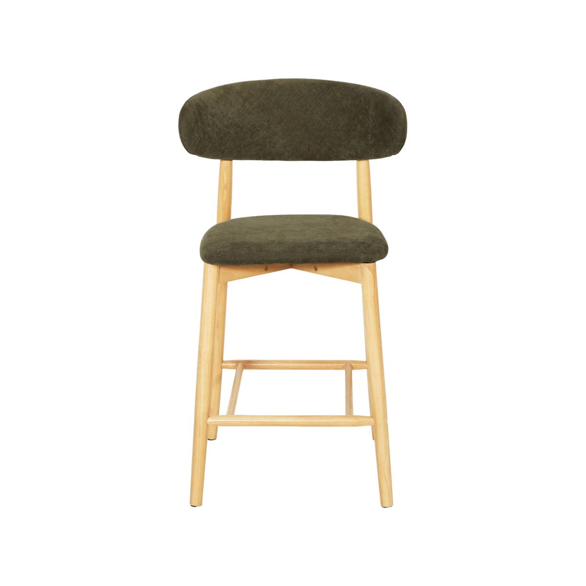 Tabouret de bar bois d'hévéa naturel et tissu chenille (lot de 2) PAOLA naturel, SWEEEK