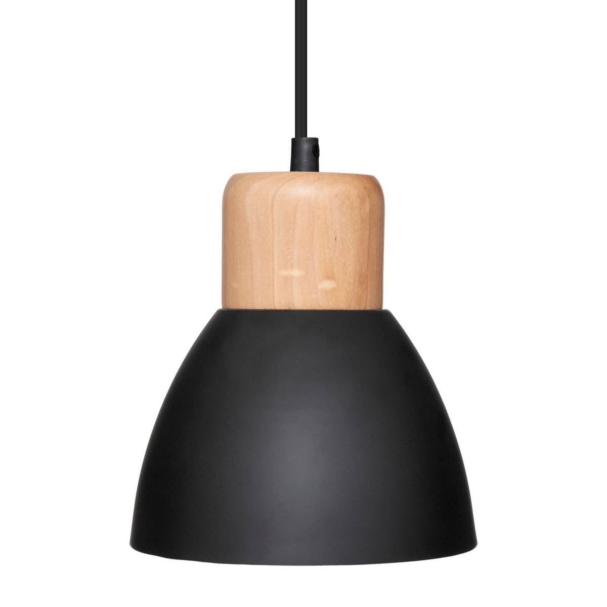 Suspension triple bois métal DESY noir, ATMOSPHERA