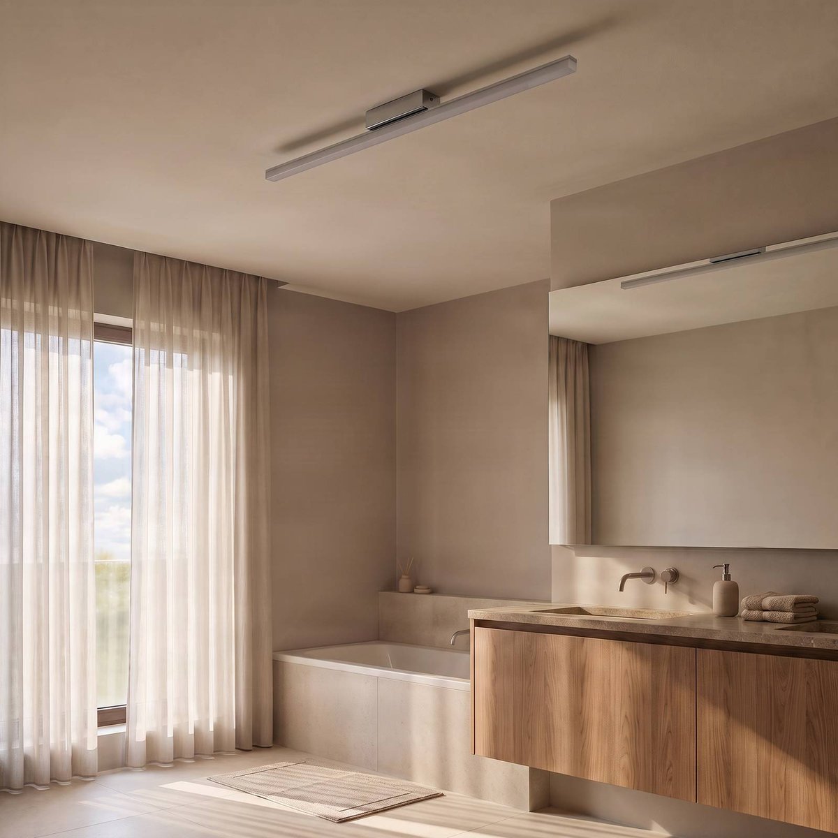 Plafonnier  moderneLED, Levke blanc, chrome, LINDBY