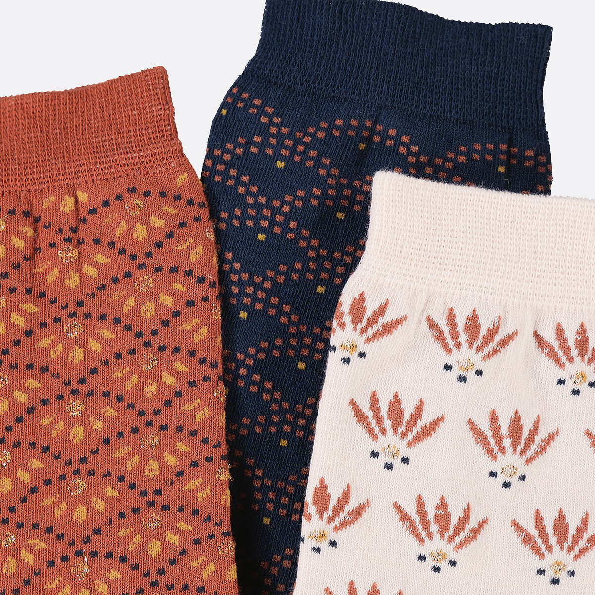 Lot de 3 paires de chaussettes fantaisie en coton imprimé, LA REDOUTE COLLECTIONS