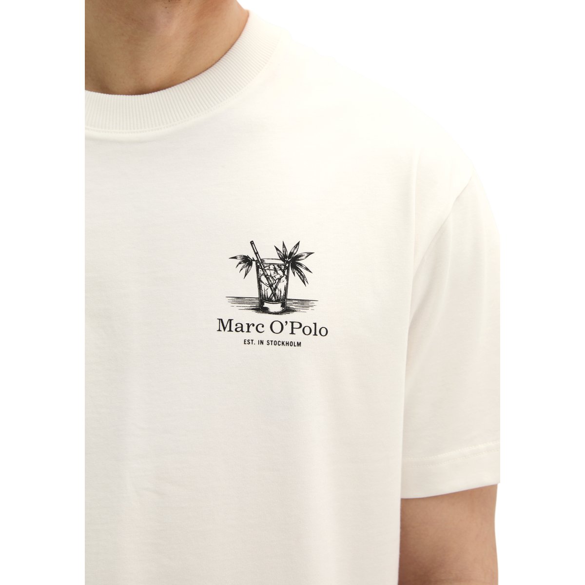 T-shirt loose avec un imprimé estival dans le dos blanc naturel, MARC O'POLO