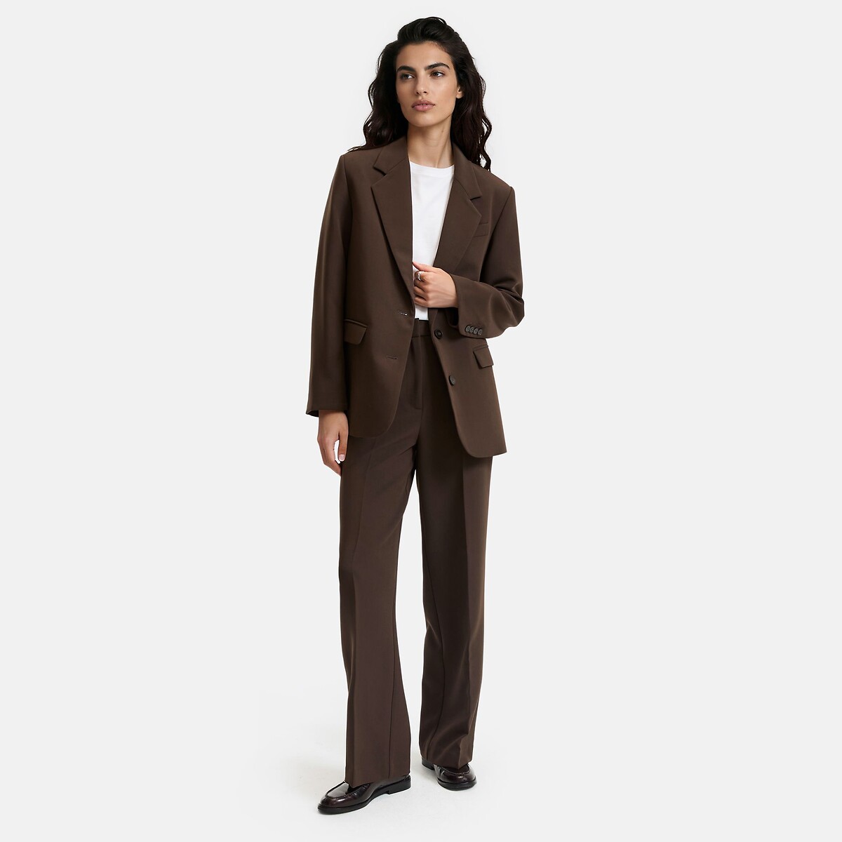 Wide Leg Trousers in Stretch Polyviscose chocolate brown, LA REDOUTE COLLECTIONS