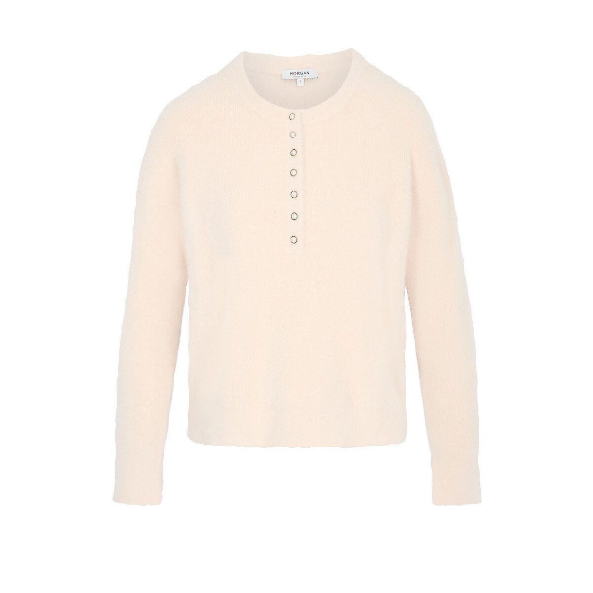 Button-Neck Jumper beige, MORGAN