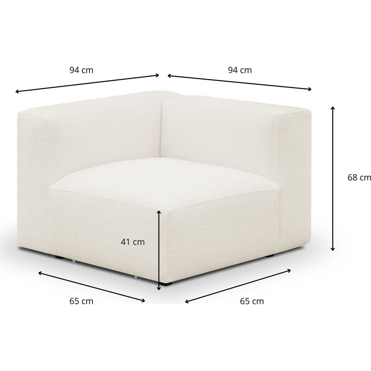Module d'angle réversible en tissu bouclé - MODULO beige, HOMIFAB
