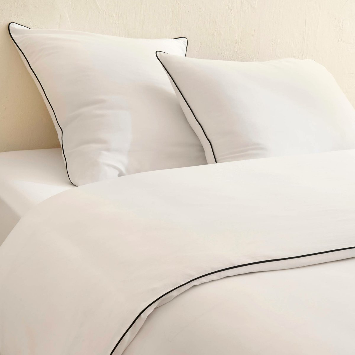 Housse de couette, satin de coton bio blanc, MONOPRIX