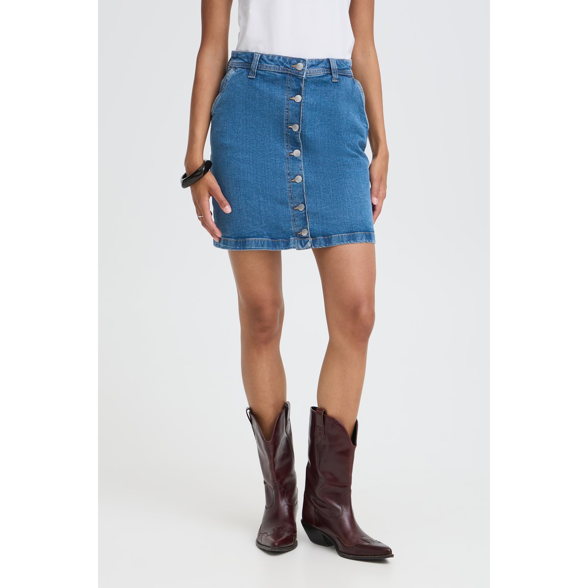Jupe casual bleu light blue denim, B.YOUNG