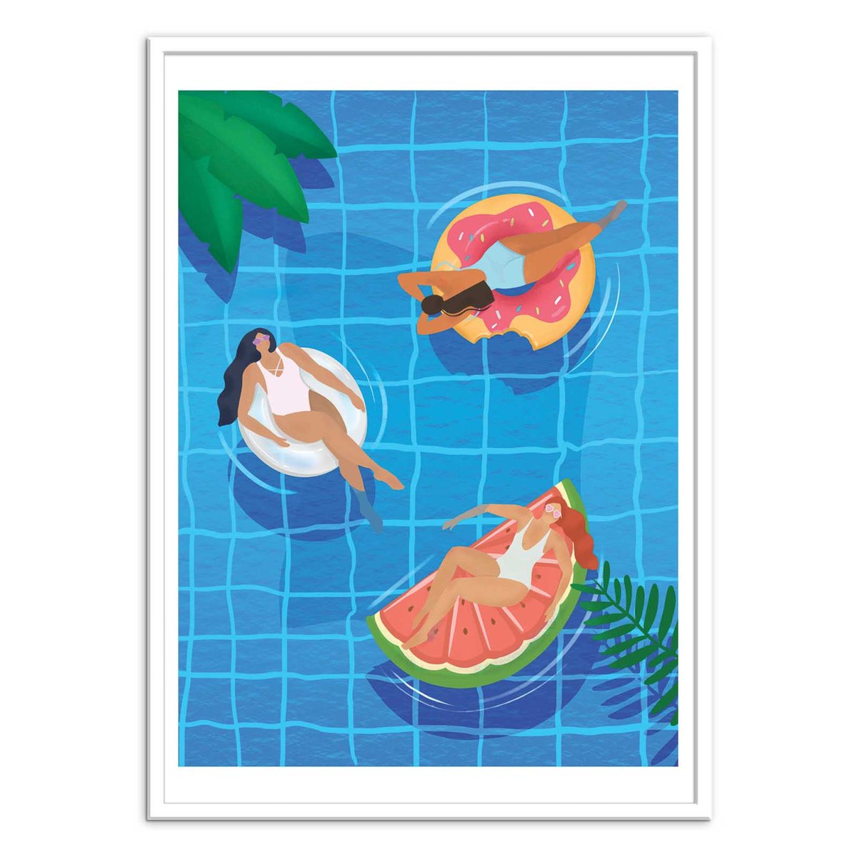 Affiche d'art - Pool Ladies - Petra Lizde bleu, WALL EDITIONS