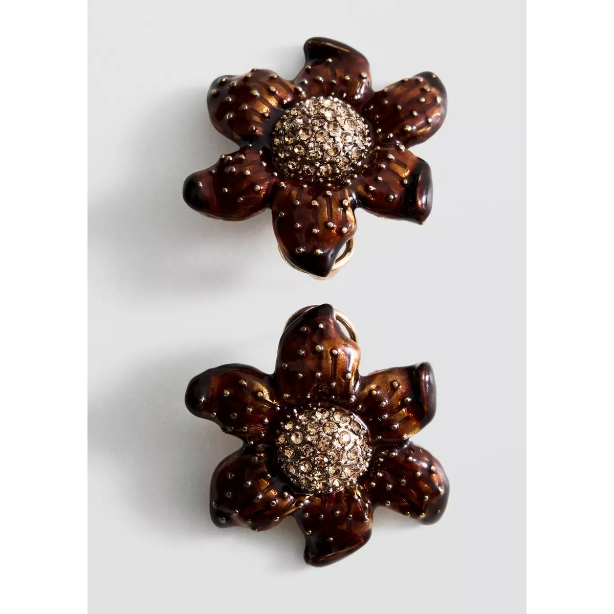 Boucles d’oreille fleur en relief or, MANGO