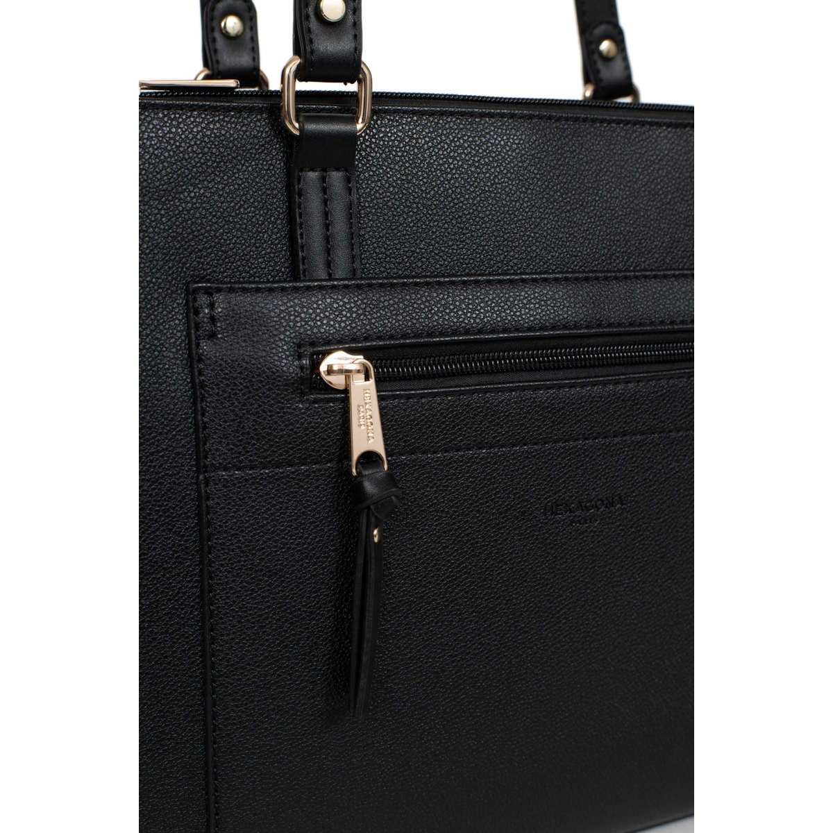 Sac cabas porté épaule MAÉ noir, HEXAGONA