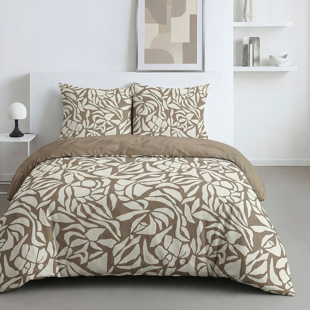 Parure de lit imprimé Graphique SUNSHINE EMILIA marron, TODAY
