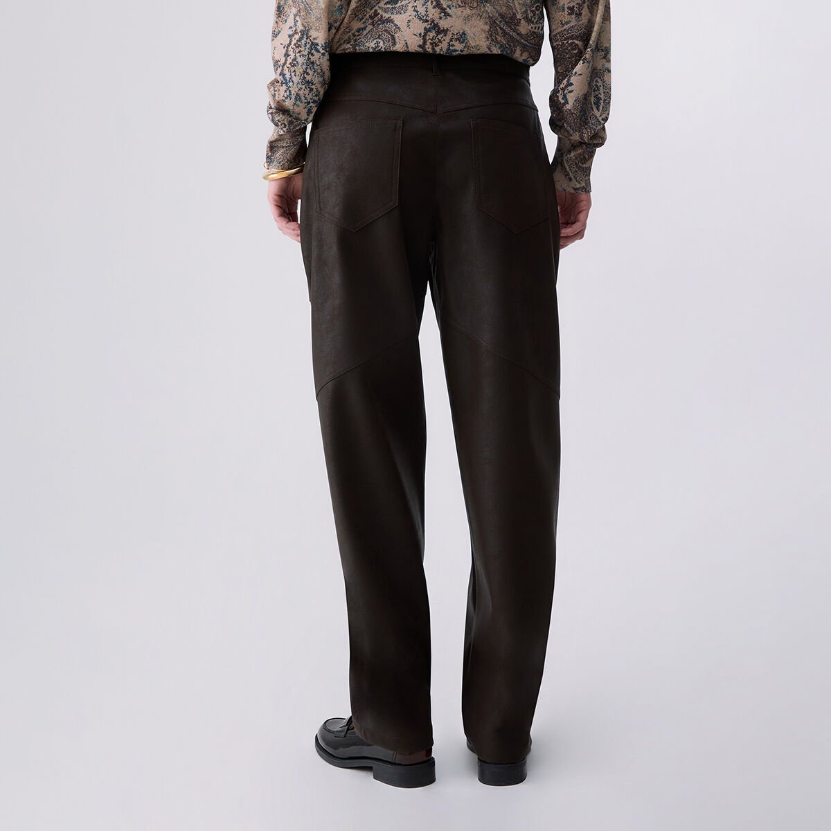 Pantalon Baggy en Tissu Enduit marron foncé, LIU JO