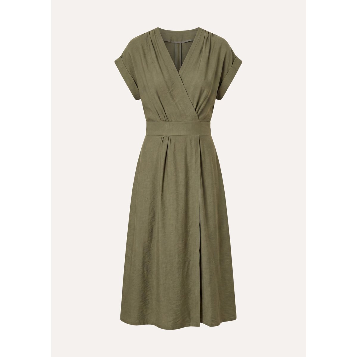 Robe longue cintrée à cache-cœur kaki, LA FEE MARABOUTEE