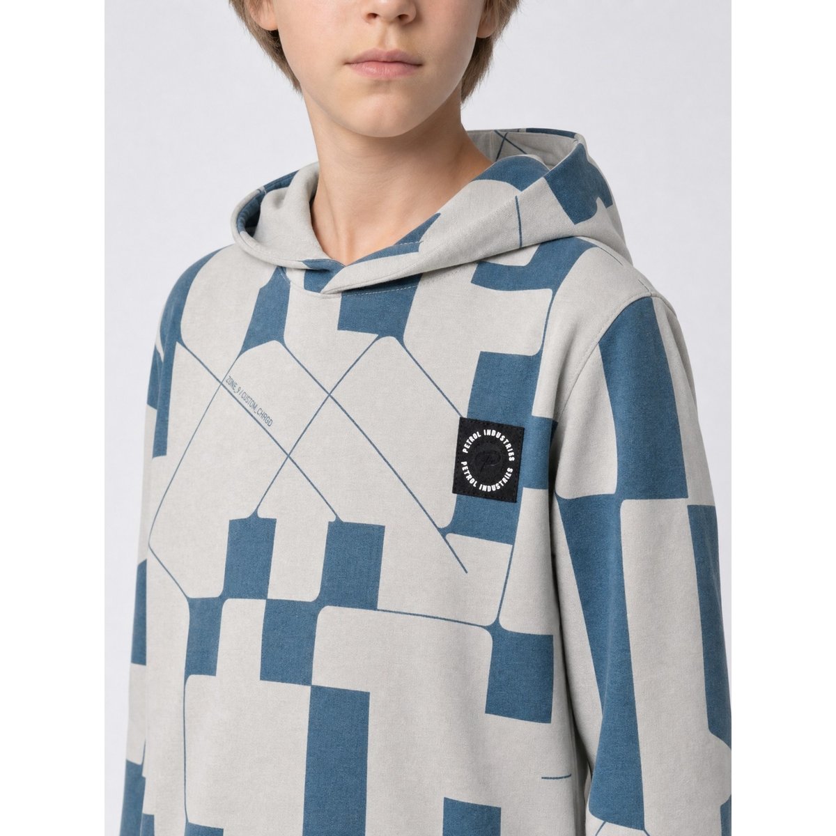 Sweat à capuche à motif géométrique gris noir ice grey, PETROL INDUSTRIES