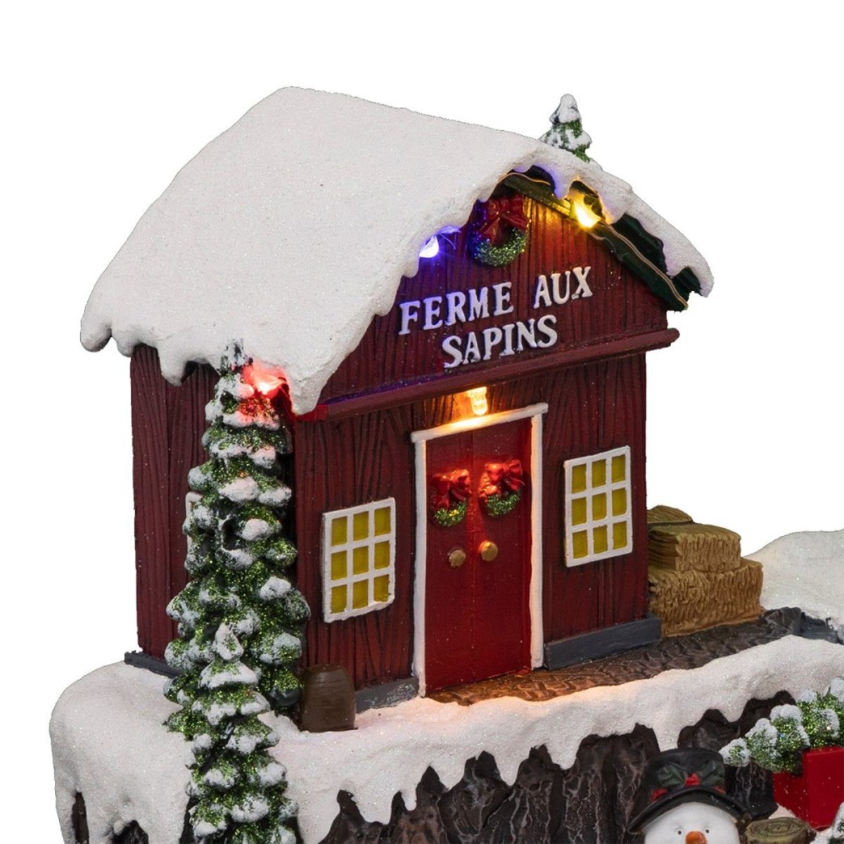Village de Noël tracteur 10 LED rouge, ATMOSPHERA