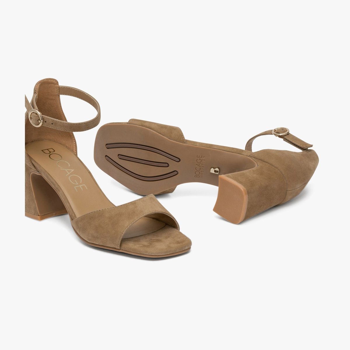 Sandale À Talon en cuir PRECIEUSE gris taupe, BOCAGE