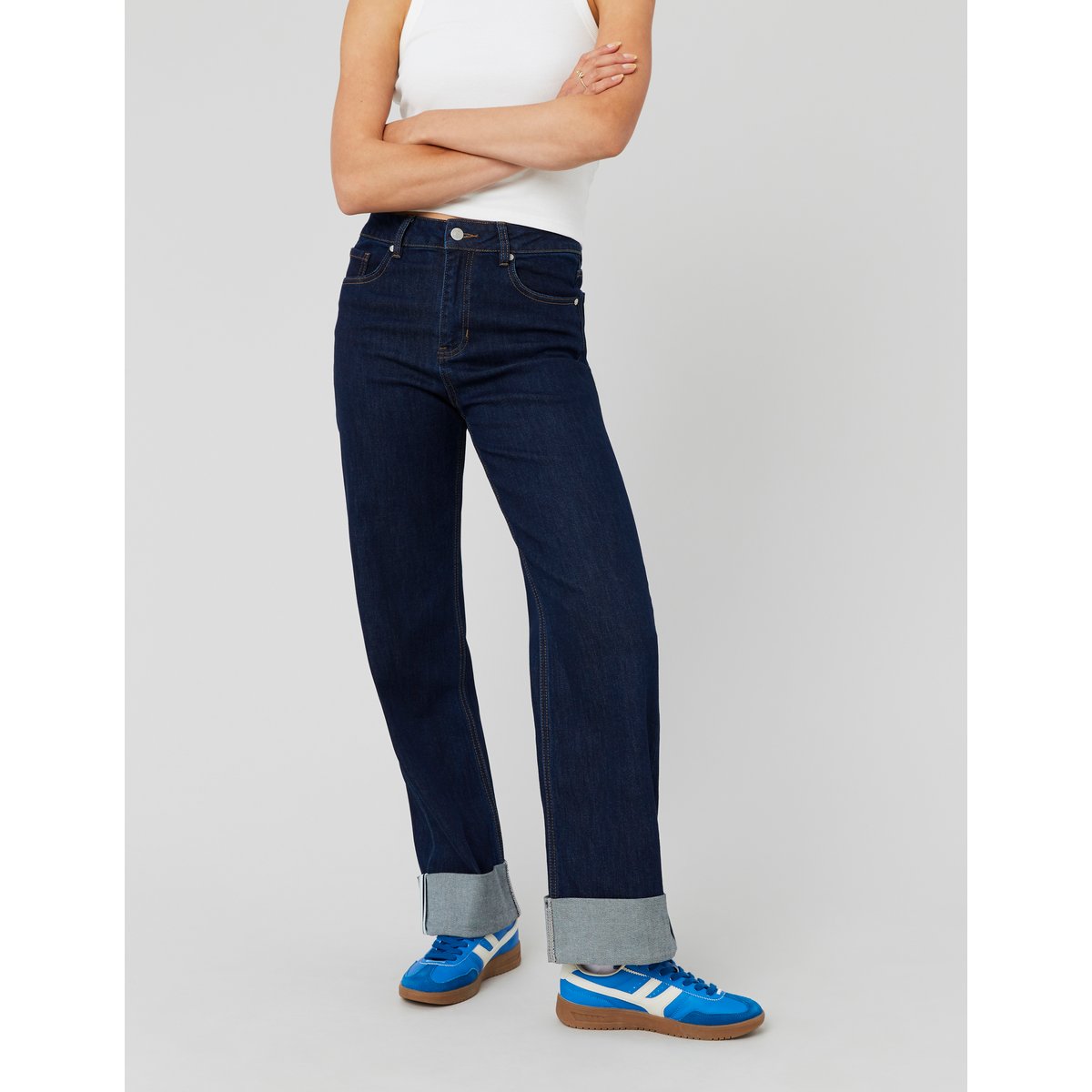 Jean straight revers bleu moyen, BZB