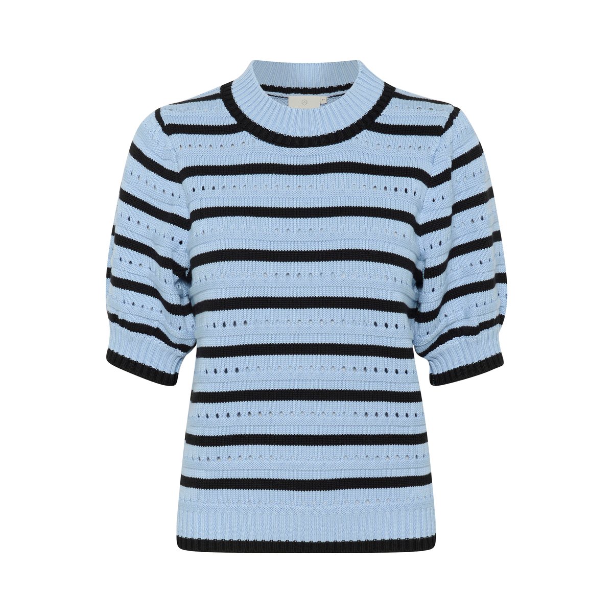 Knitted pullover bleu soft chambray/noir rayé, KAFFE