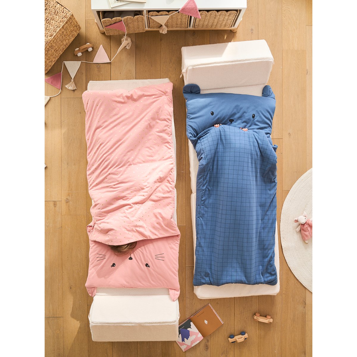 Sac de couchage Chat, avec coton recyclé rose, VERTBAUDET