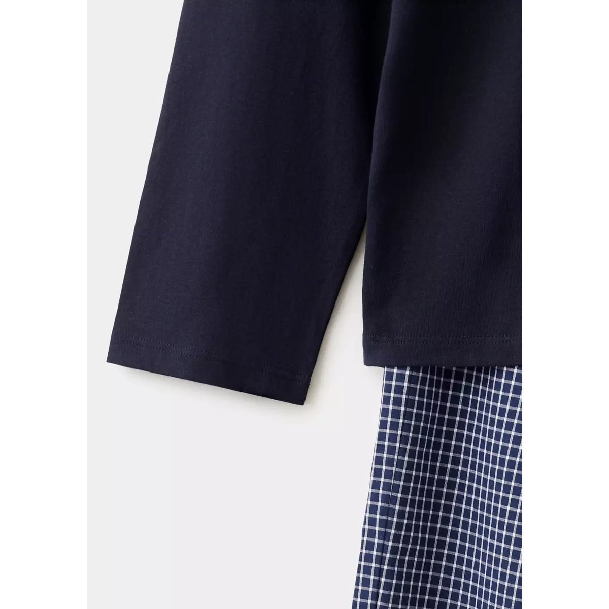 Pyjama complet coton carreaux bleu marine, MANGO TEEN